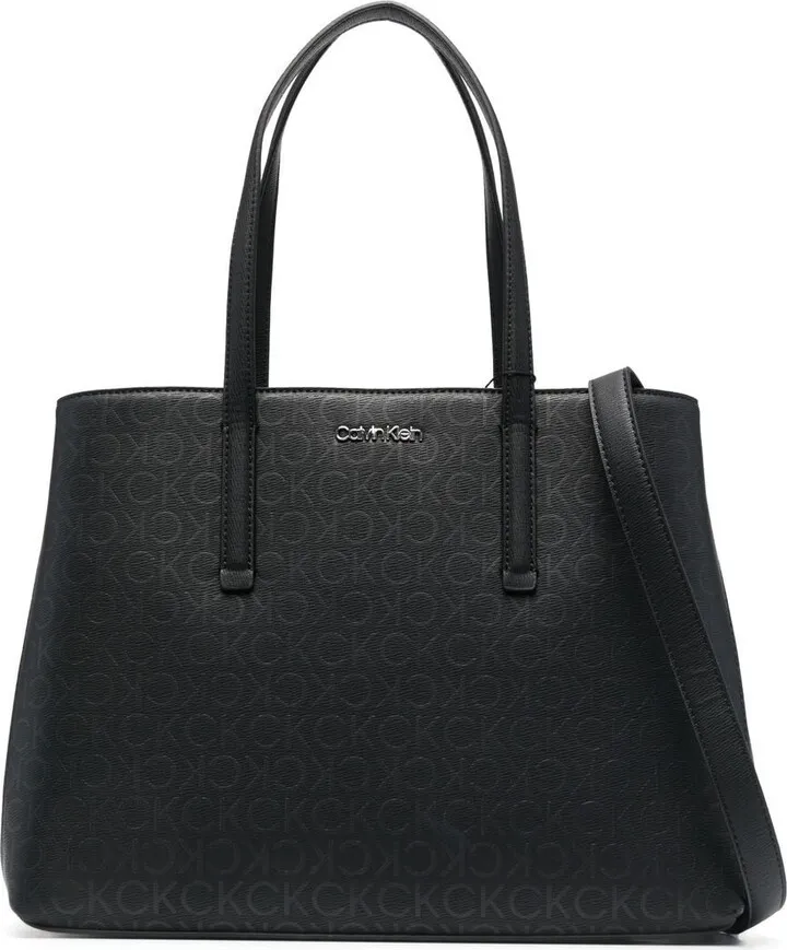 Logo-Print Faux-Leather Tote Bag