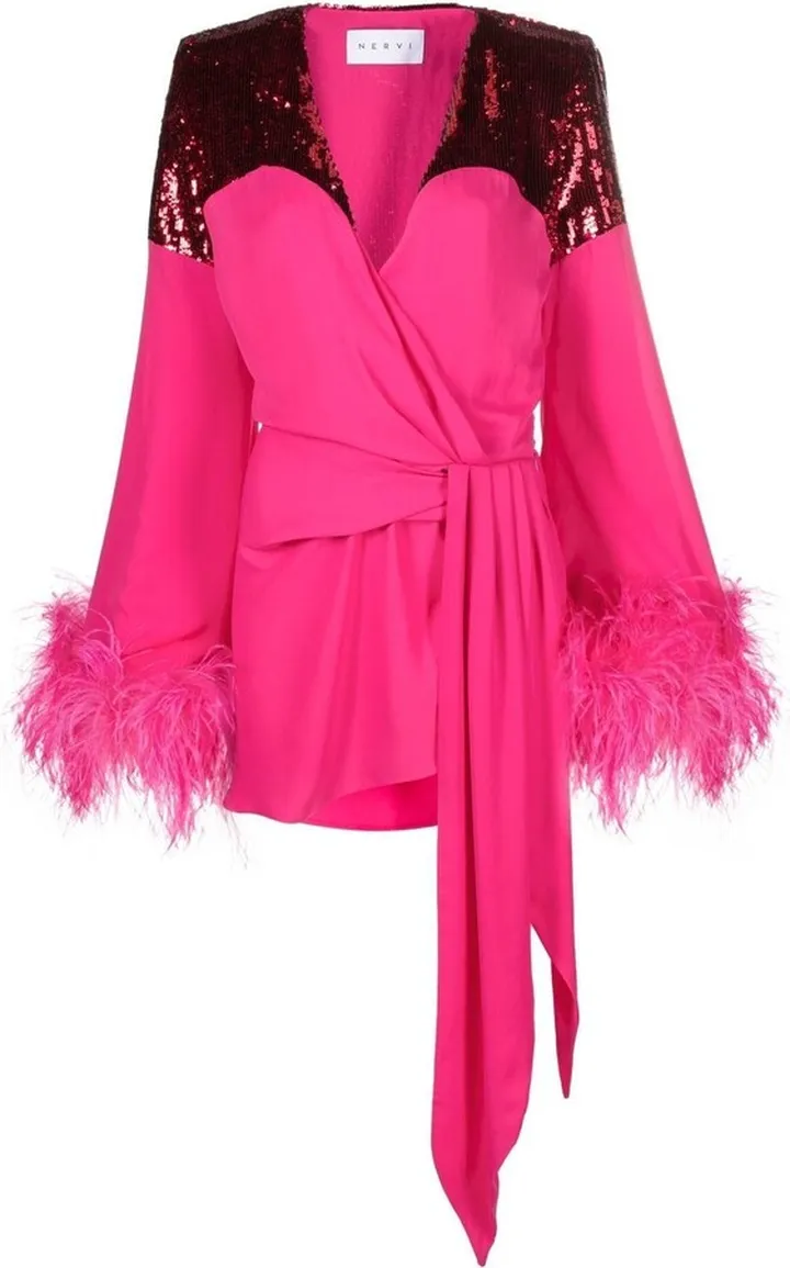 Sequinned-Panel Wrap Dress