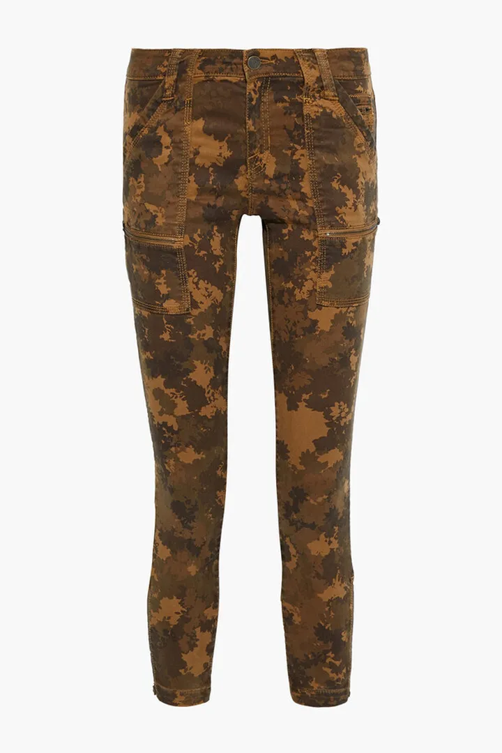 Park cropped printed cotton-blend twill skinny pants