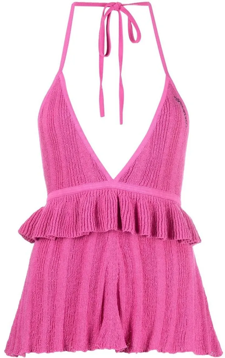Bouclé Tiered Halterneck Top