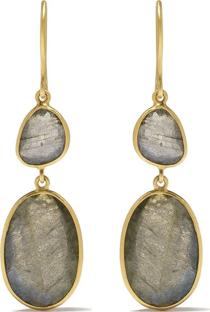 18k yellow gold labradorite Double Drop earrings