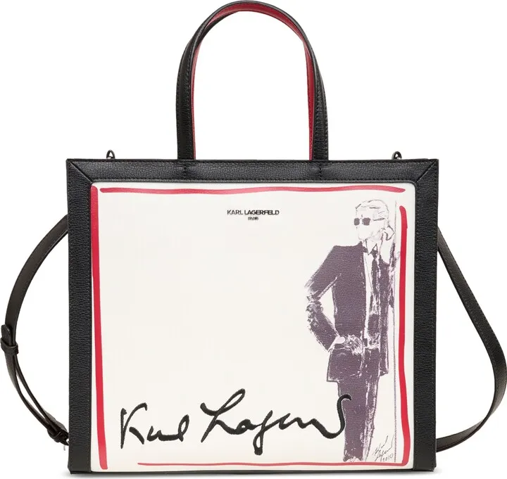 Karl Largerfeld Paris Nouveau Karl Leather Medium Tote