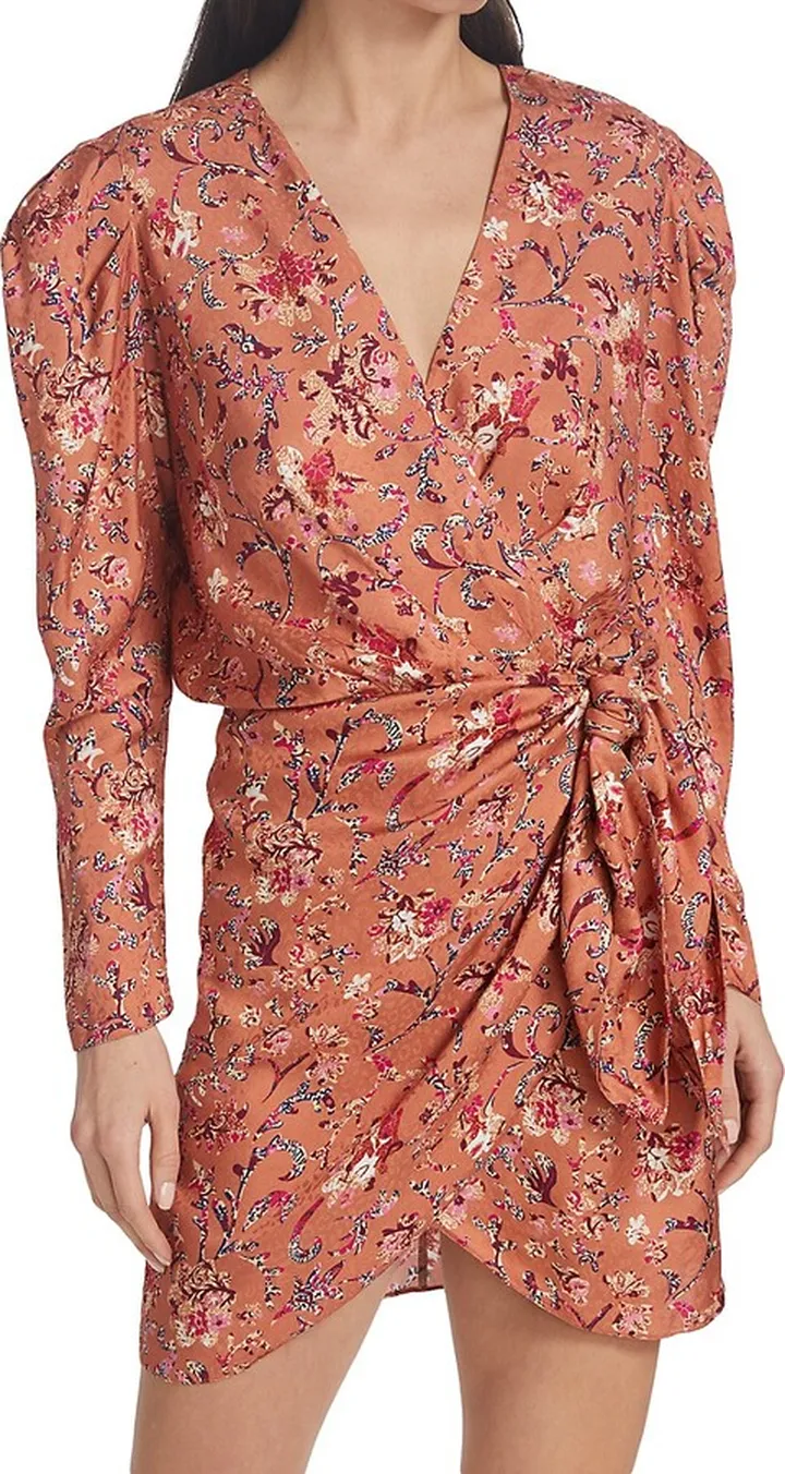 Baikal Floral Printed Wrap Mini Dress