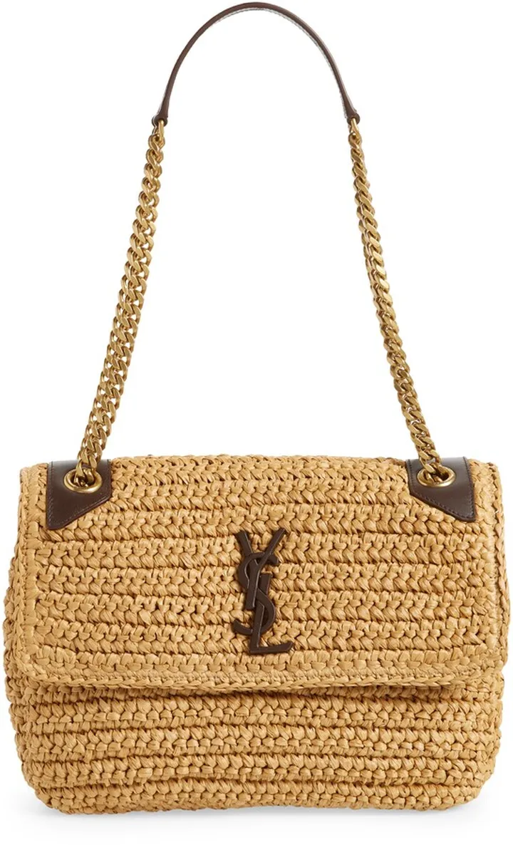 Medium Niki Raffia Shoulder Bag