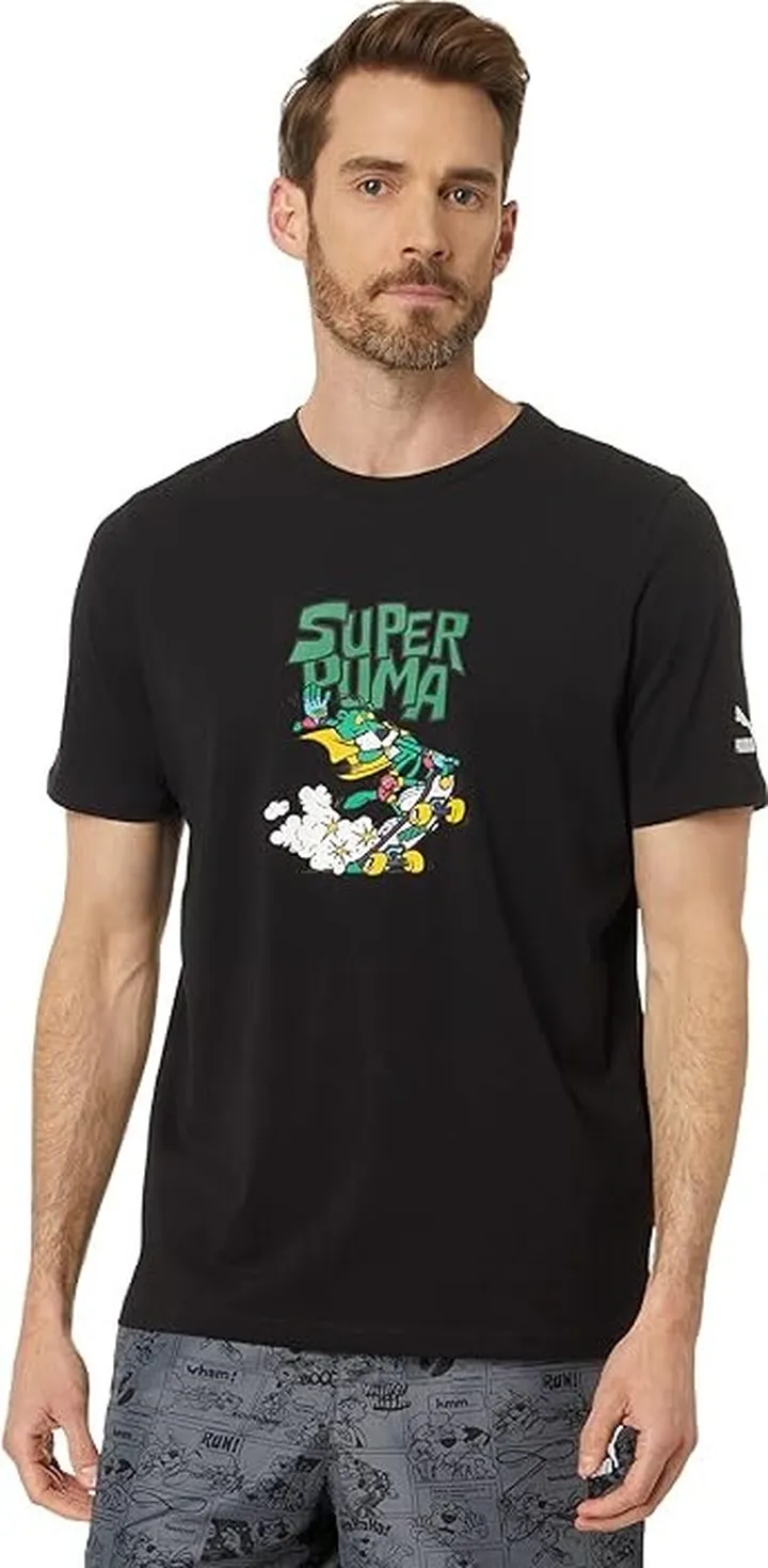 PUMA Classics Super Graphic Tee (Puma Black) Men's Clothing
