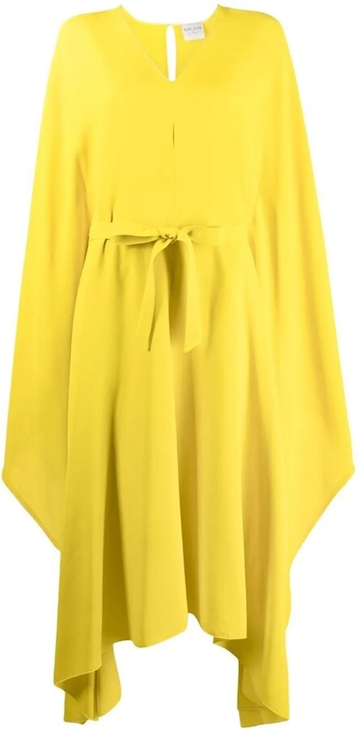 Draped-Sleeves Midi Dress