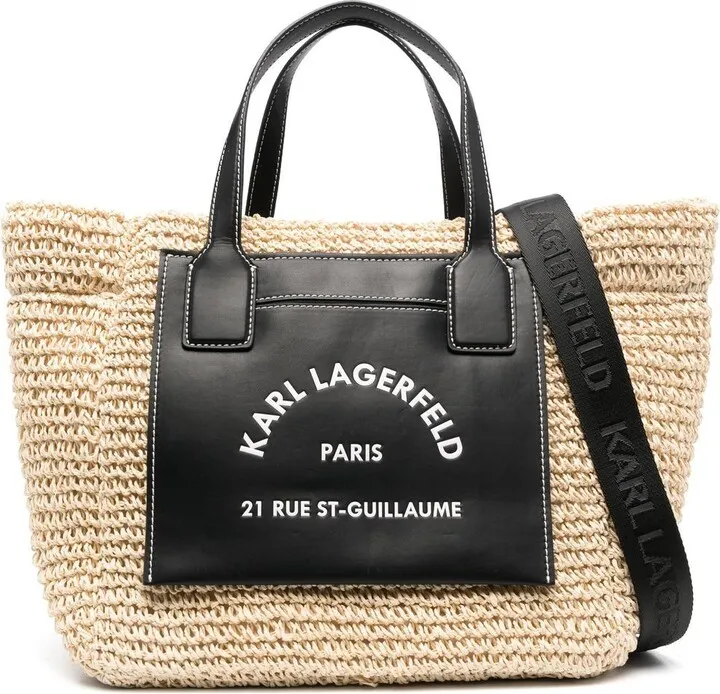 Rue St-Guillame raffia tote bag