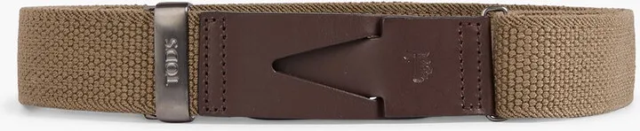 Leather-trimmed canvas belt