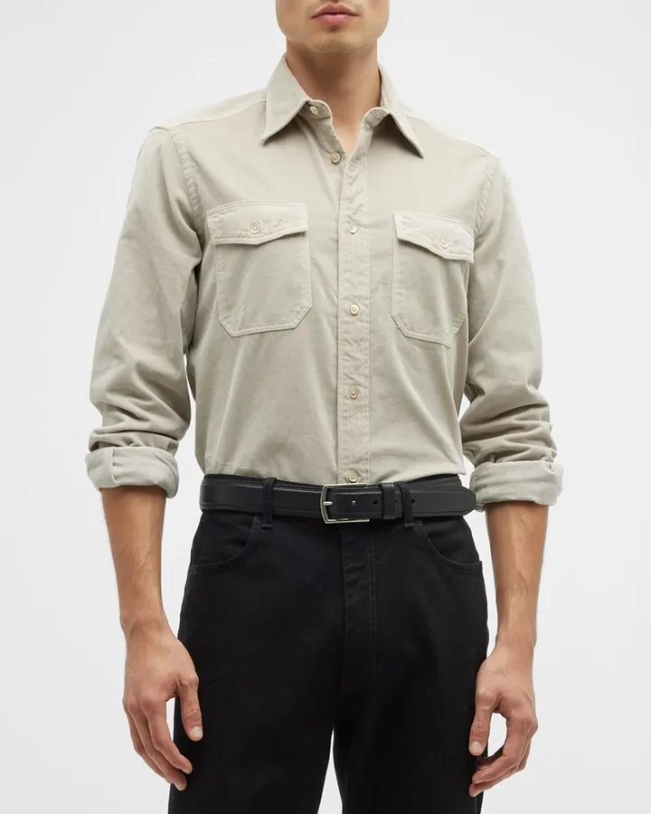 Men's 2-Pocket Pincord Sport Shirt