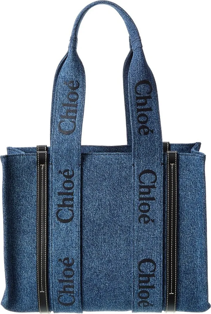 Chloé Woody Medium Canvas & Leather Tote