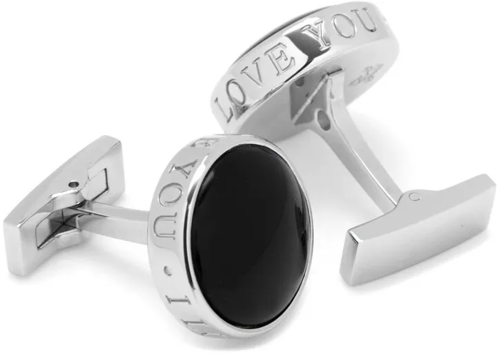 Onyx I Love You Stainless Steel Cufflinks