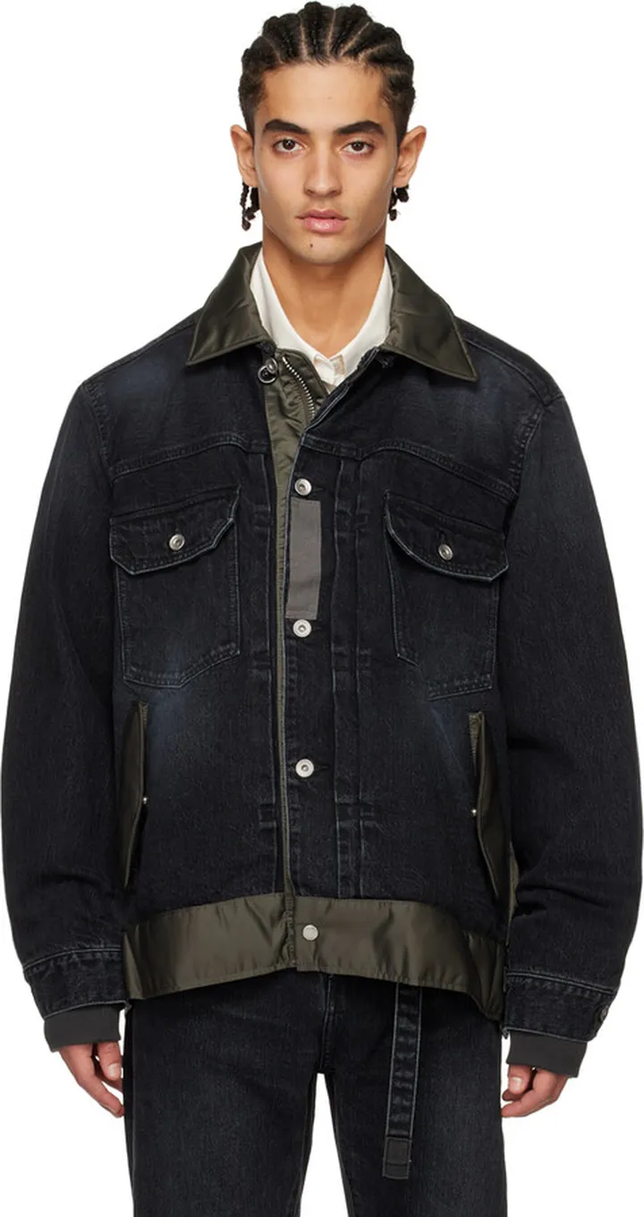 sacai Black Paneled Denim Jacket