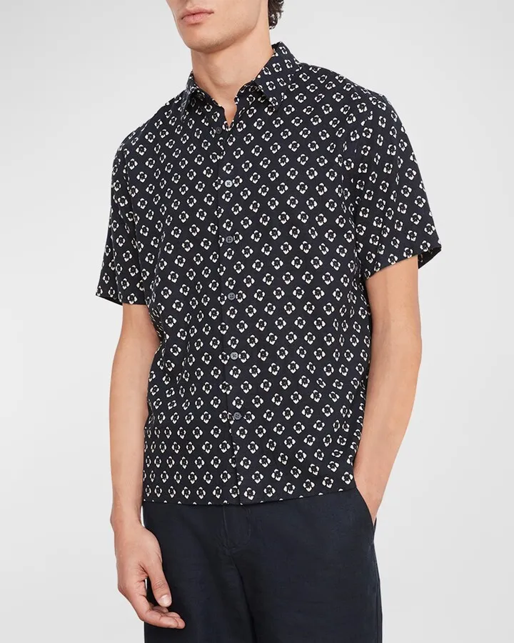 Men's Floral-Print Short Sleeve Sport Shirt