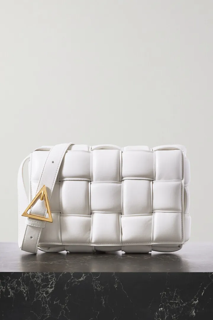 Bottega Veneta - Cassette Padded Intrecciato Leather Shoulder Bag - White