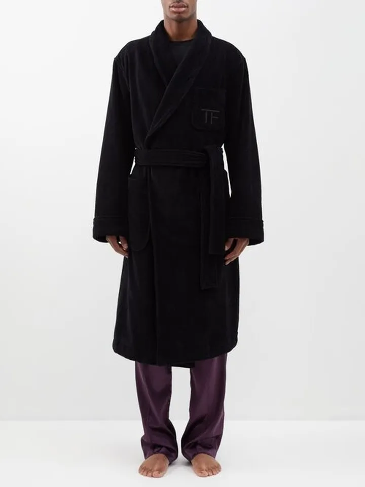 Logo-embroidered Cotton-towelling Robe