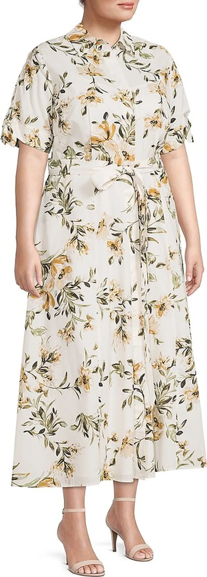 Plus Floral Midi Shirtdress