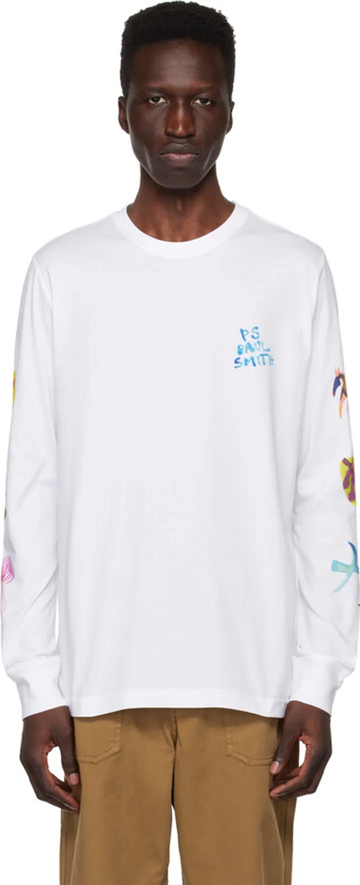 PS by Paul Smith White Folklore Long Sleeve T-Shirt