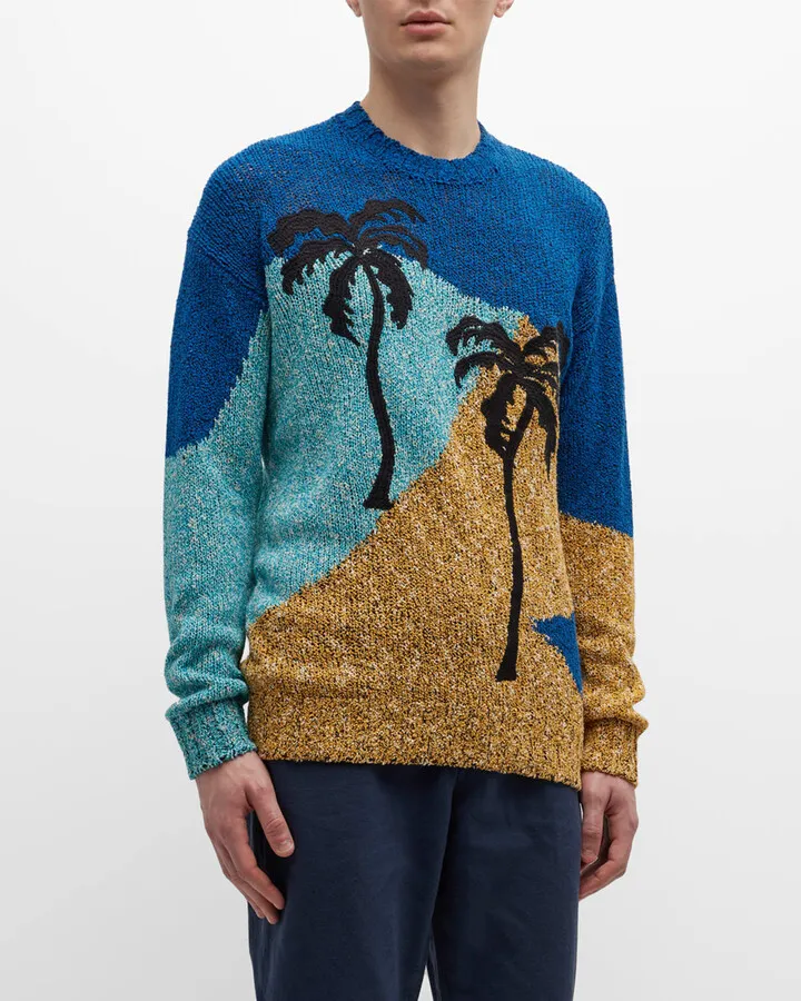 Men's Melange Palm Artwork Sweater