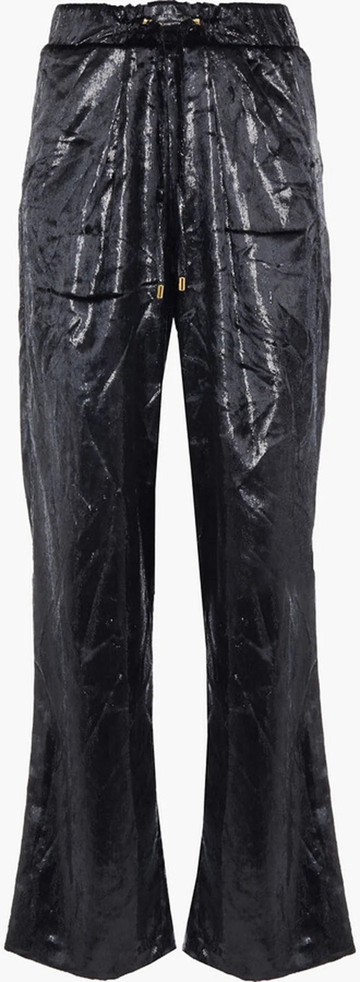 Metallic velvet wide-leg pants