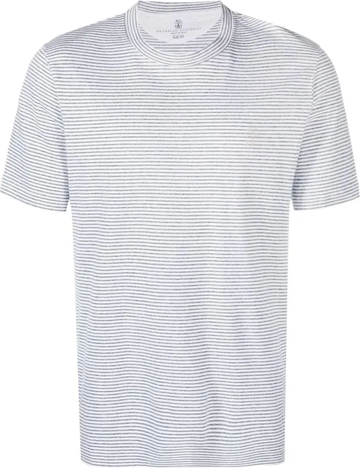 striped cotton-linen T-shirt