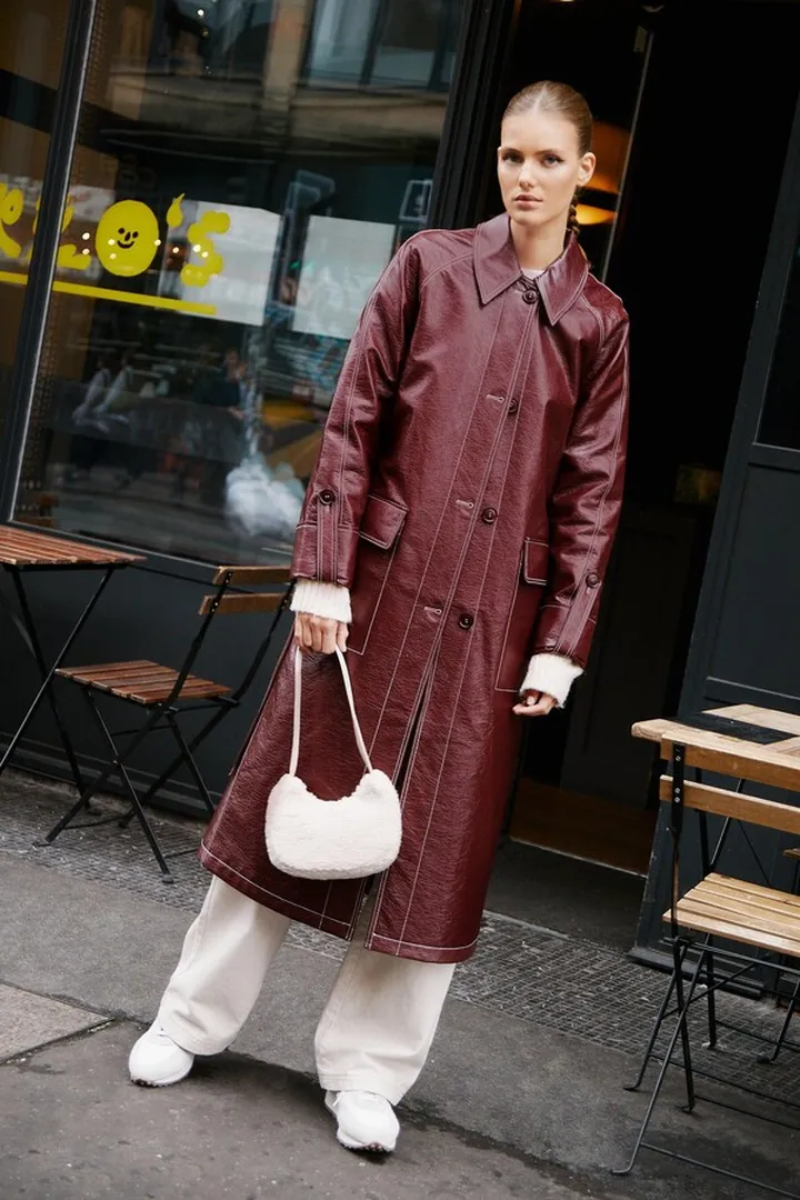 Nasty Gal Womens Premium Contrast Stitch Vinyl Trench Coat