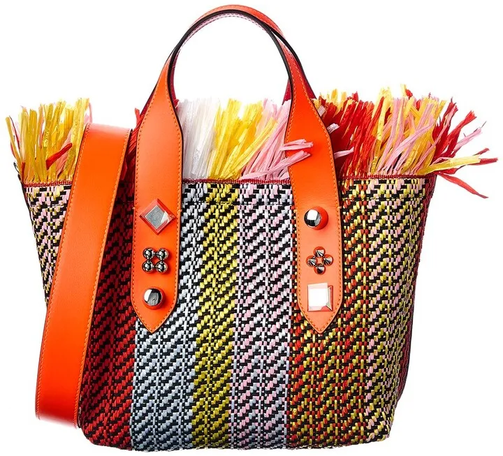Christian Louboutin Frangibus Small Raffia & Leather Tote