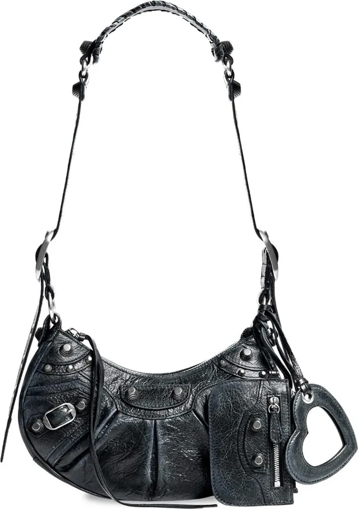 Le Cagole XS cracked leather shoulder bag