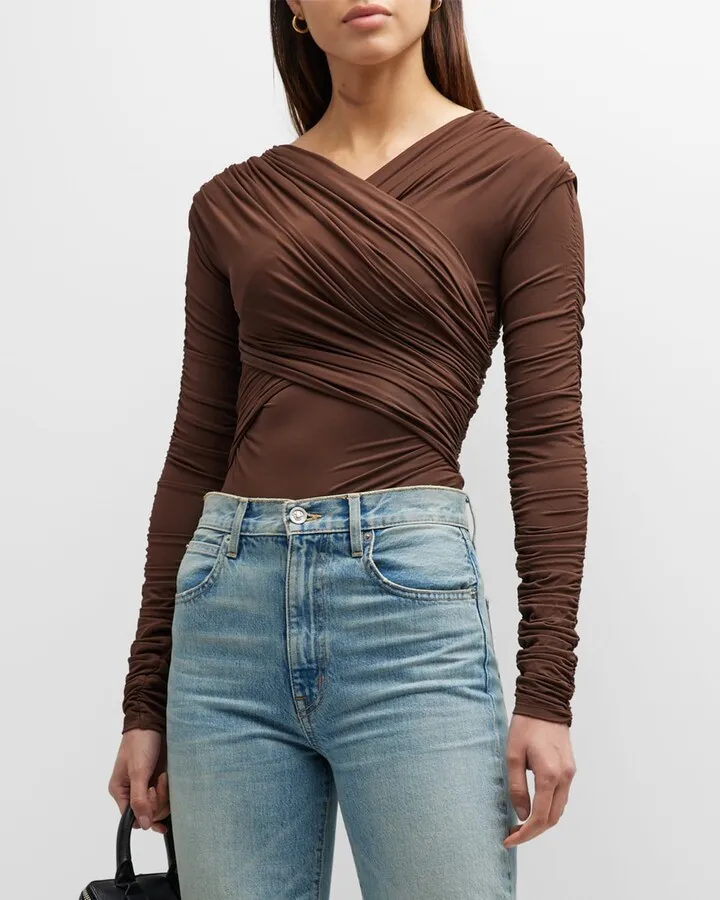Joni Ruched Crisscross Bodysuit