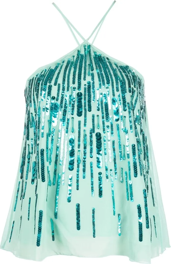 Sequin-Embellished Halterneck Top