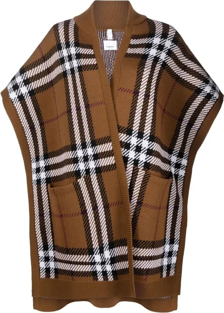 Checked Knitted Poncho