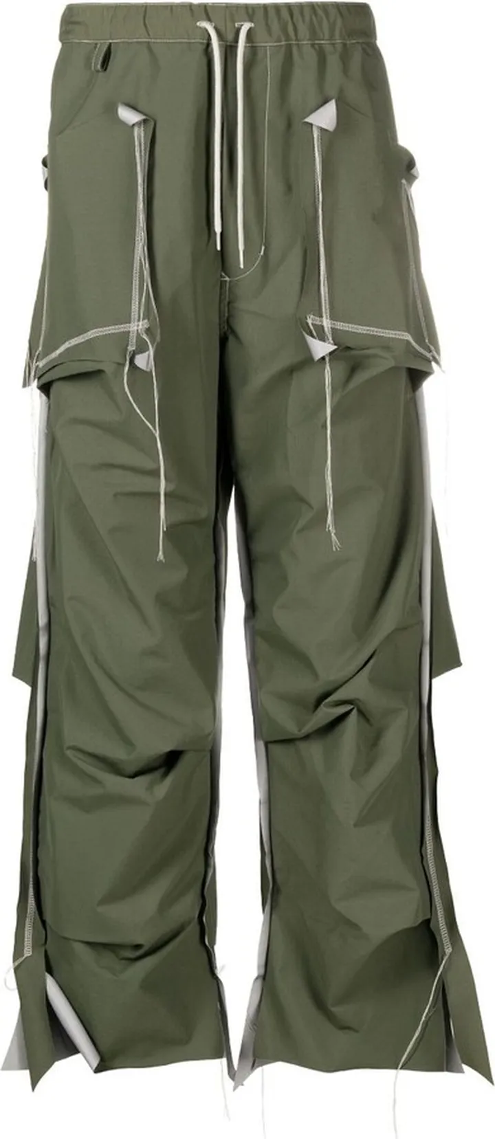 Green Draped Wide Leg Trousers