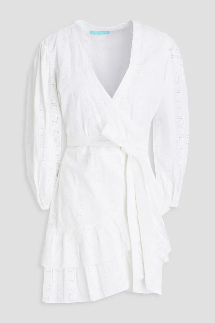 Paige wrap-effect broderie anglaise cotton mini dress