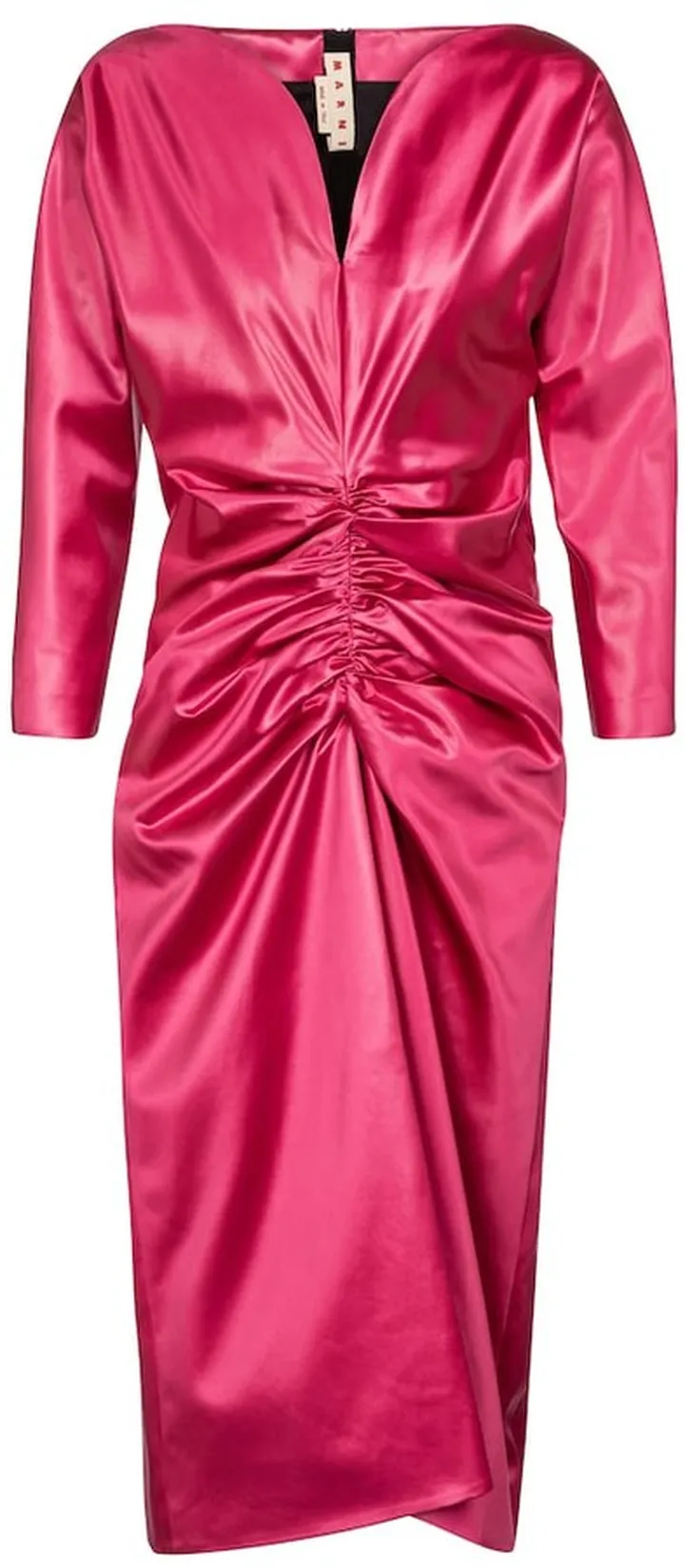 Ruched satin midi dress