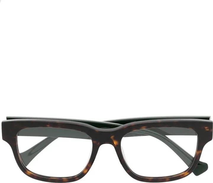 Tortoiseshell Logo-Engraved Glasses