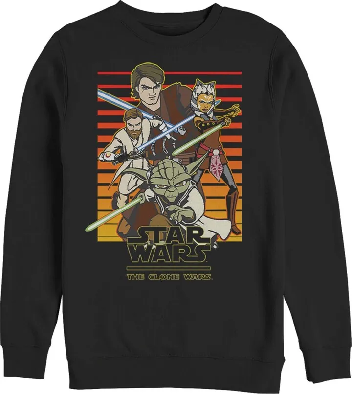 Men's Star Wars: The Clone Wars Jedi Group Shot Retro Line Sweatshirt - Black - X Large