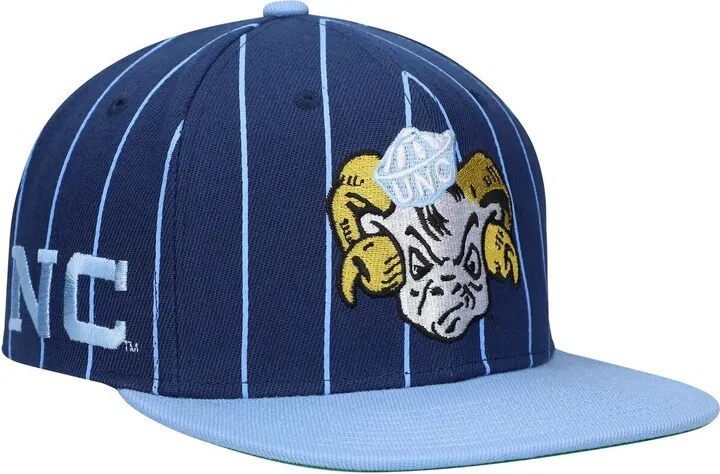Men's Mitchell & Ness Navy North Carolina Tar Heels Team Pinstripe Snapback Hat