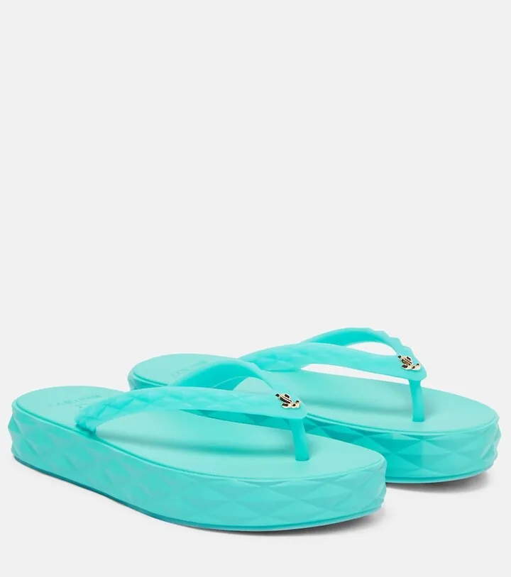 Diamond logo platform thong sandals