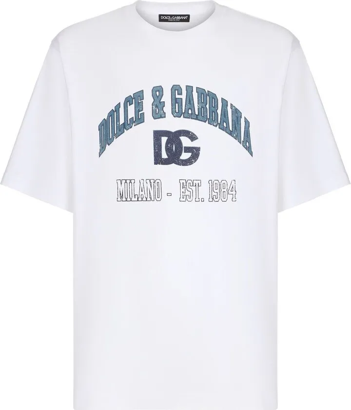 White Logo Print Cotton T-Shirt