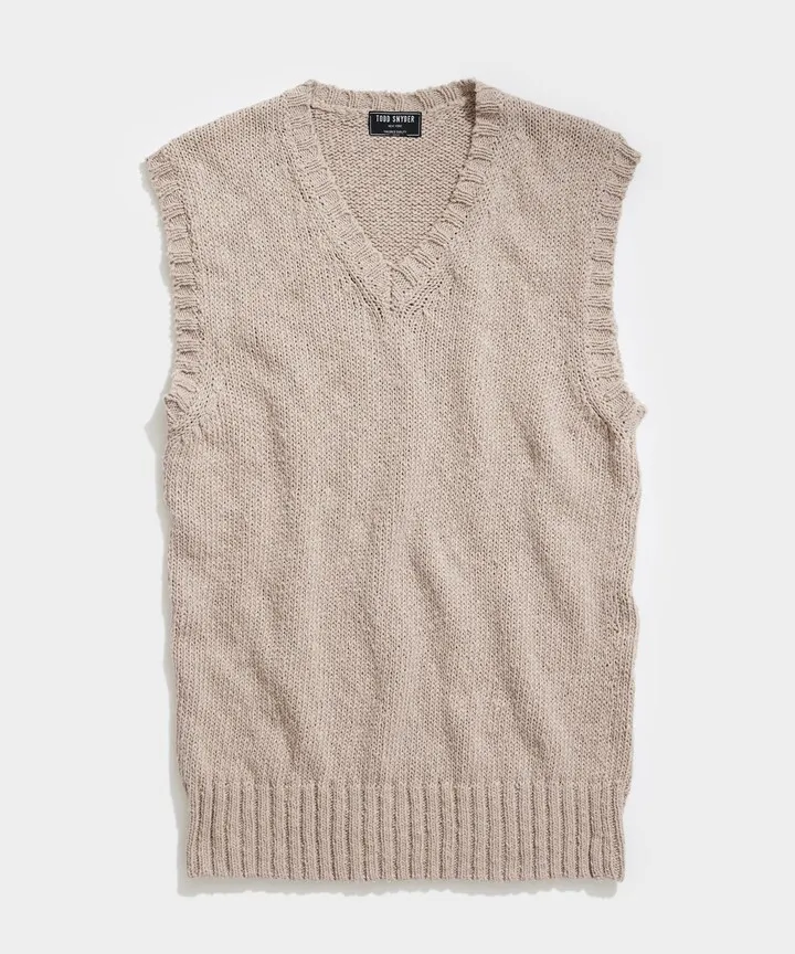 Cotton Sweater Vest in Sand