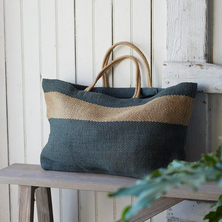 Color Block Jute Market Tote