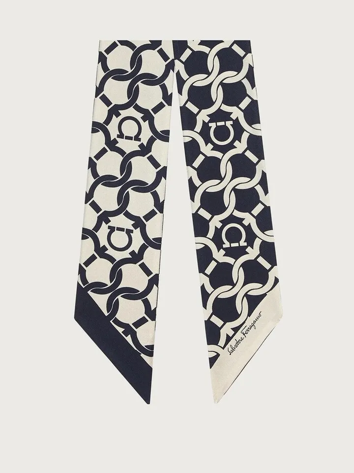 Ferragamo Women Gancini print twilly band White
