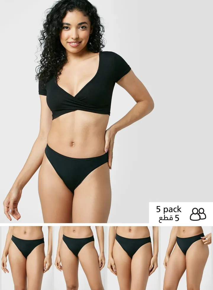 5 Pack No Vpl Microfibre High Leg Knickers