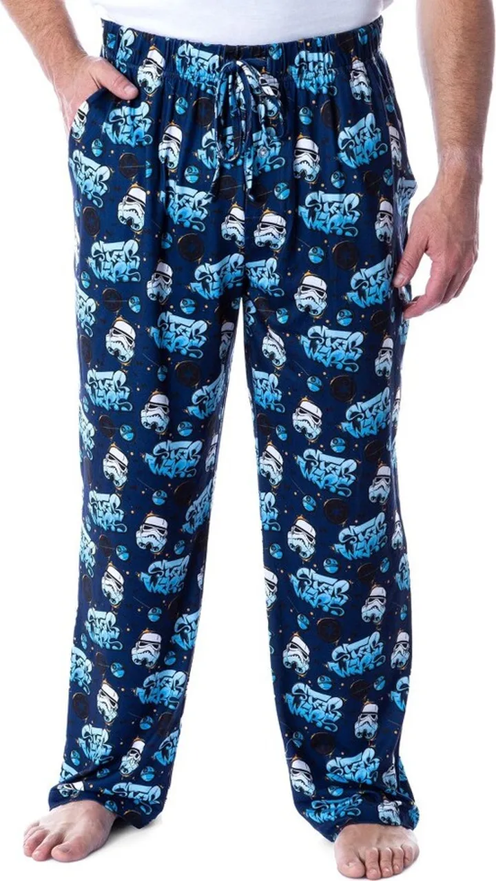 Star Wars Stormtrooper Mens' Graffiti Allover Loungewear Pajama Pants (L) Blue