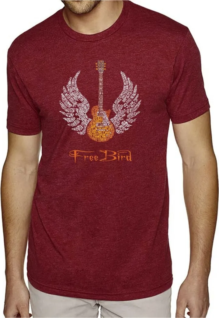 La Pop Art Mens Premium Blend Word Art T-Shirt - Lyrics to Freebird