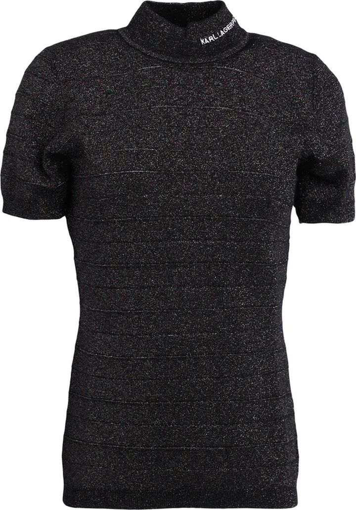 Mockneck Lurex Knit Top Turtleneck Black