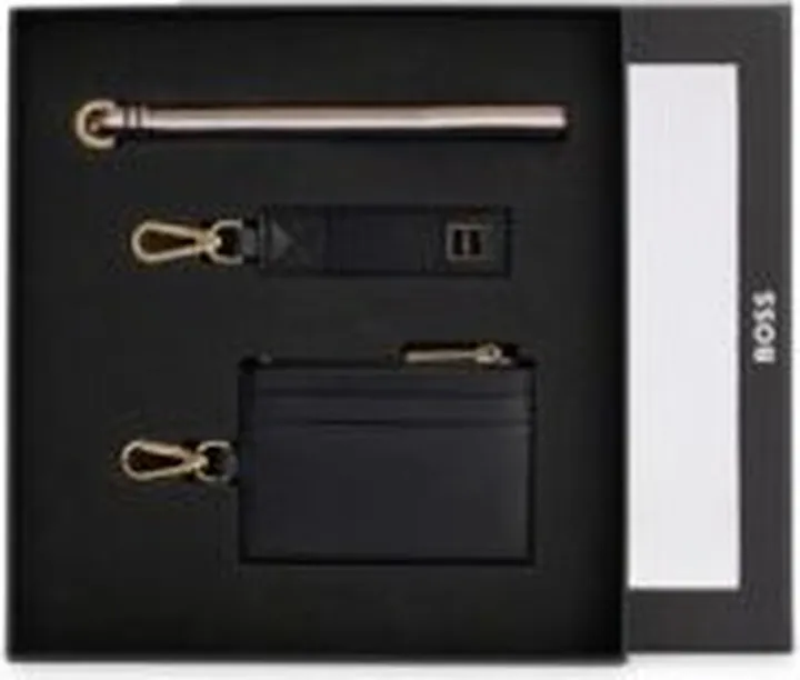 Leather gift set with card holder and key ring