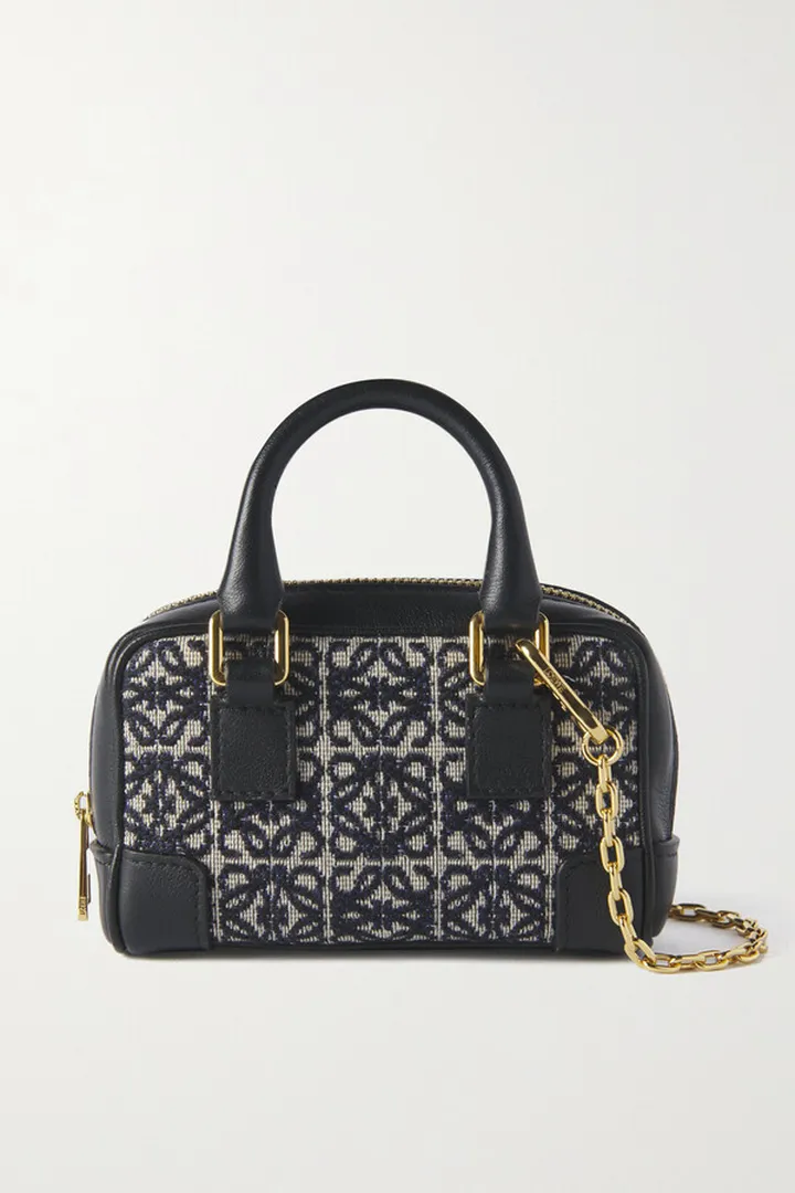 Loewe - Amazona Nano Leather-trimmed Jacquard Tote - Blue