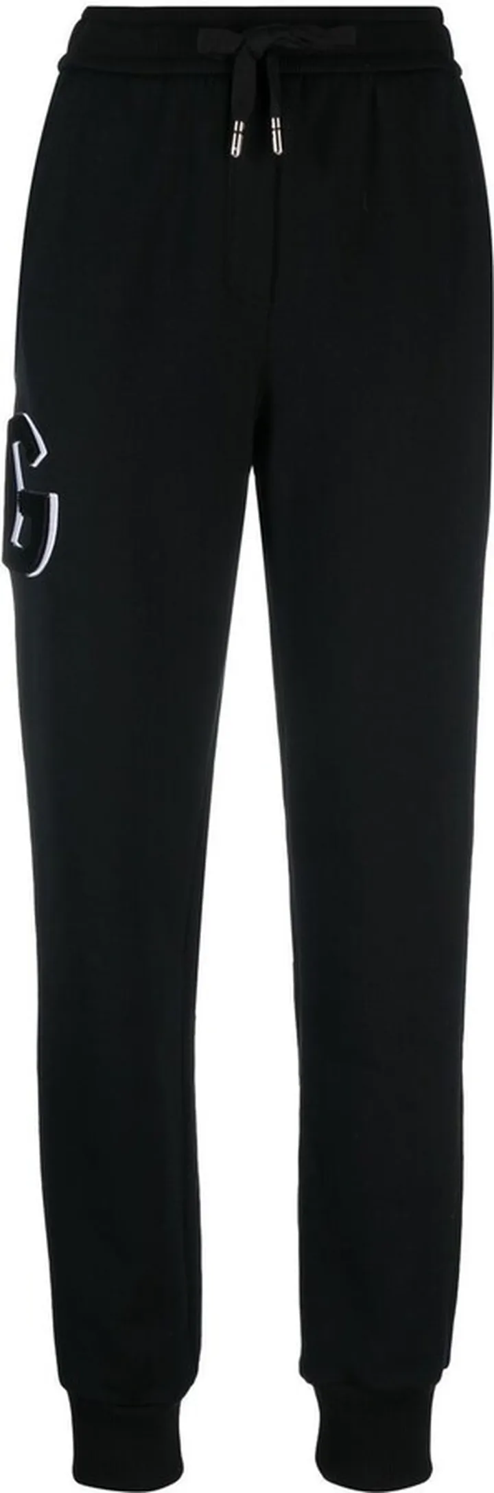 Black Embroidered Logo Cotton Track Pants