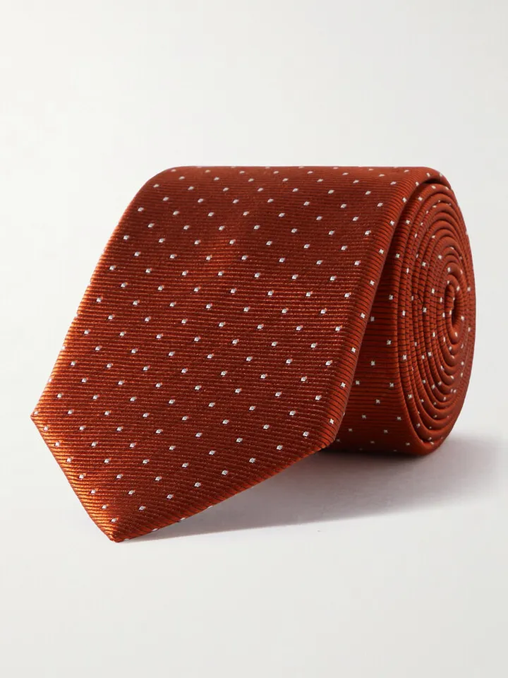 7cm Pin-Dot Silk-Faille Tie