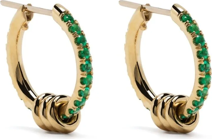 18kt yellow gold Ara emerald hoop earrings